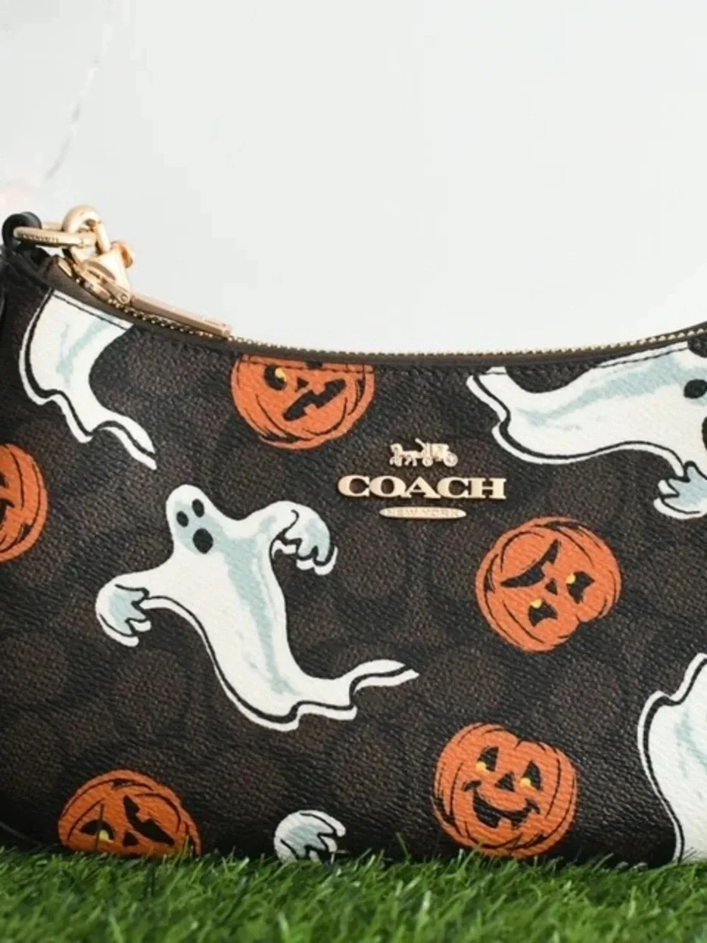 Coach Halloween Ghost & Pumpkin Print Shoulder Bag